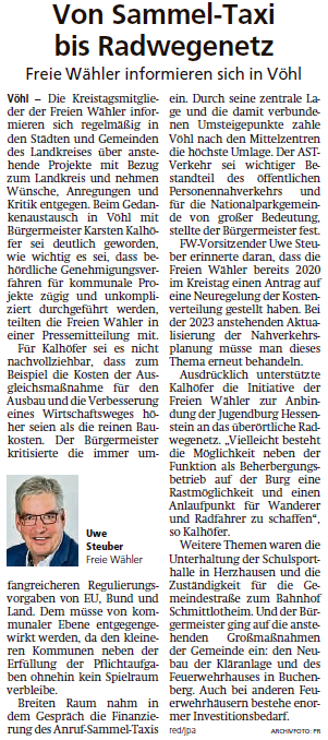 20220726 WLZ-Artikel Freie Wähler - Von Sammel-Taxi bis Radwegenetz